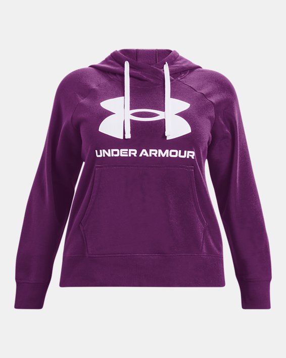 Women's UA Rival Fleece Logo Hoodie, Purple, pdpMainDesktop image number 4